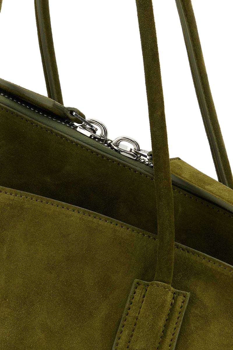 The Attico Calf Suede Top Handle Bag — Khaki