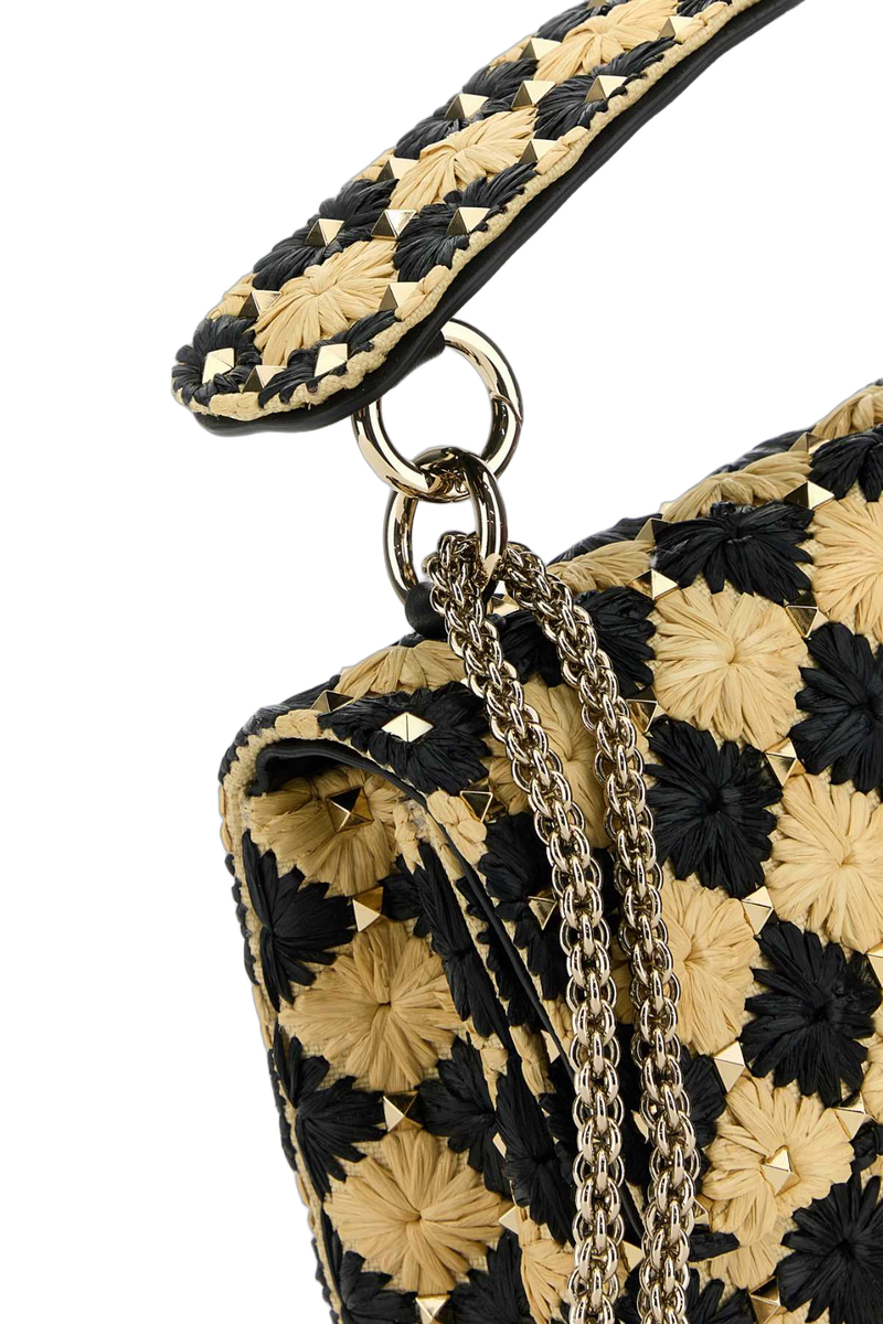 Valentino Garavani Daisy-Quilted Raffia Top Handle Bag — Multicolor