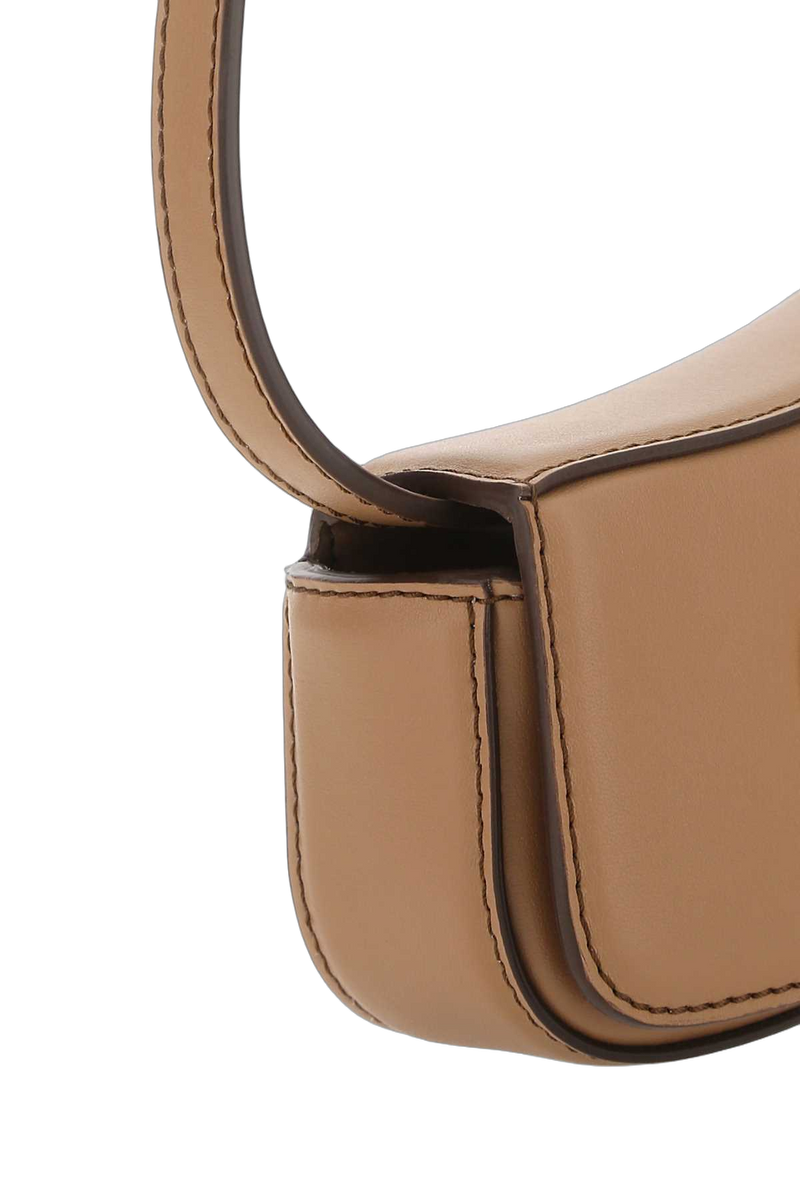 Stella Mccartney Logo-Embellished Leather Shoulder Bag — Beige