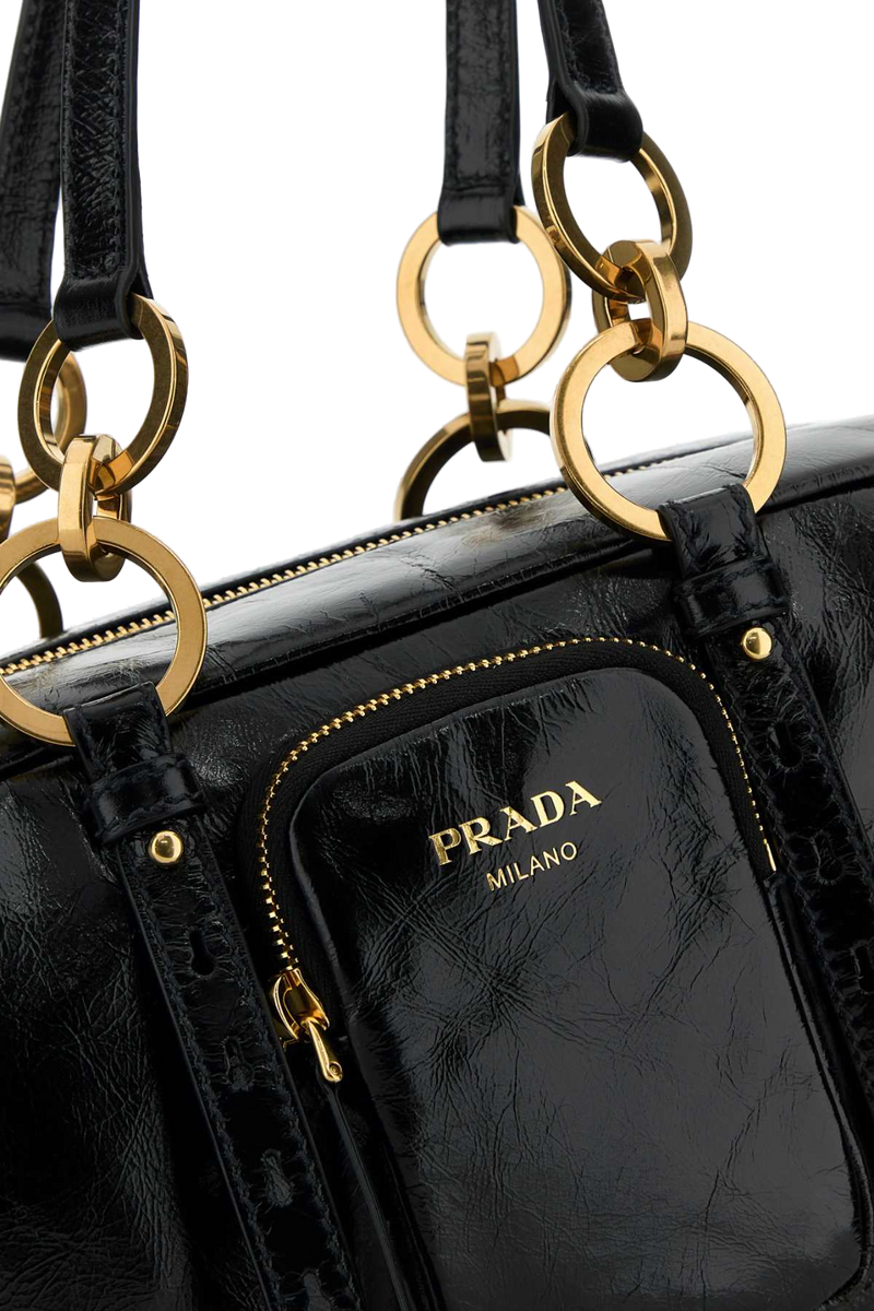 Prada Bauletto Shoulder Bag — Black Vitello
