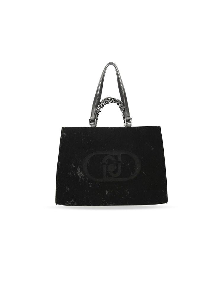Liu Jo Velvet Tote Bag — Black Polyurethane