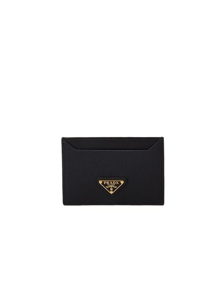 Prada Textured Calfskin Card Case — Black Cases