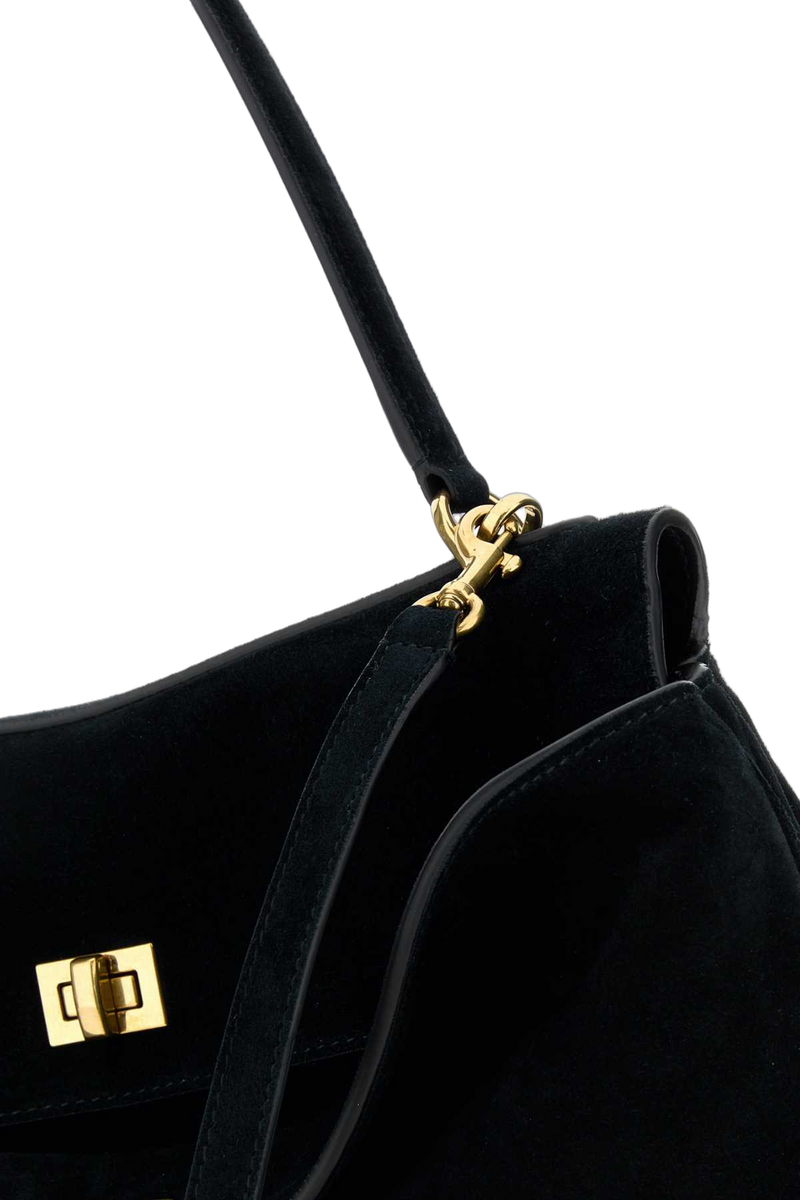 Balenciaga Velvet Shoulder Bag — Black