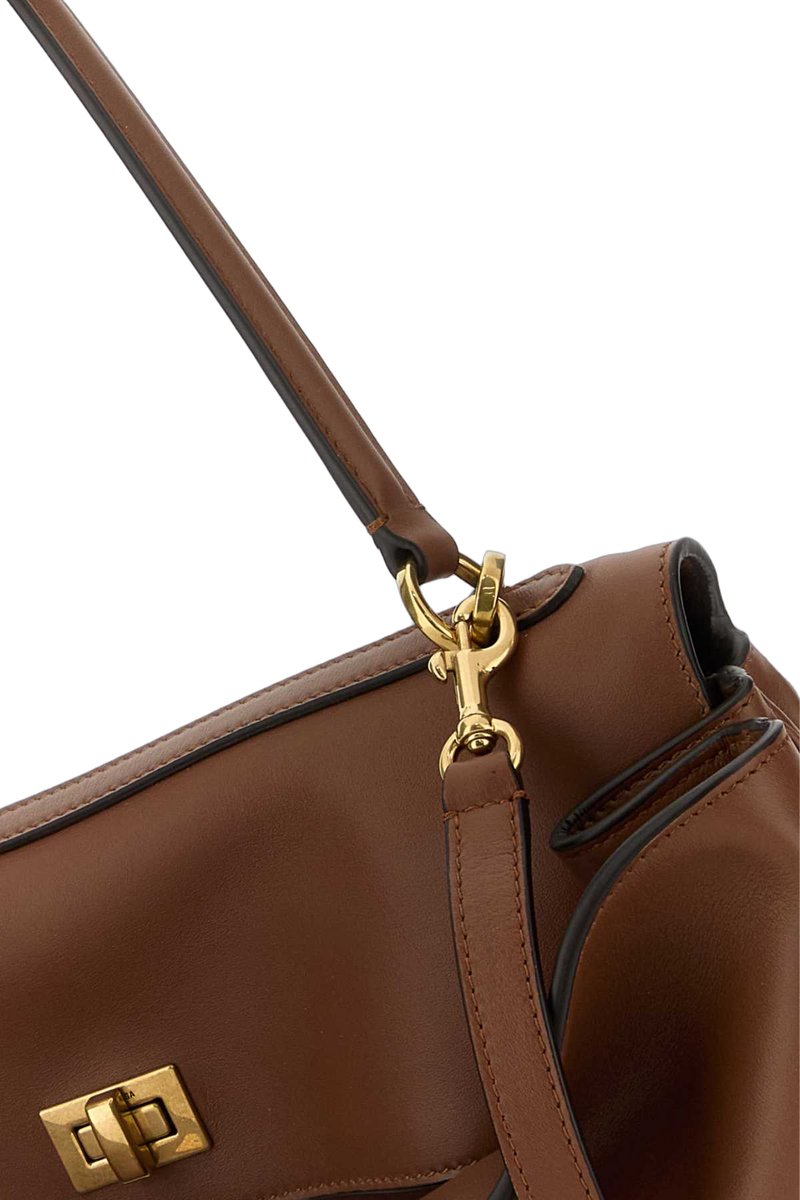 Balenciaga Calf Leather Top Handle Shoulder Bag — Brown