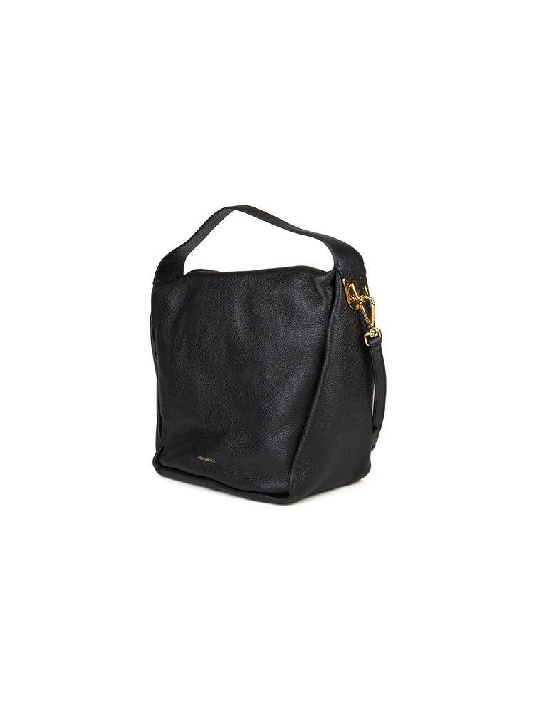 Coccinelle Grained Leather Shoulder Bag — Black Cow