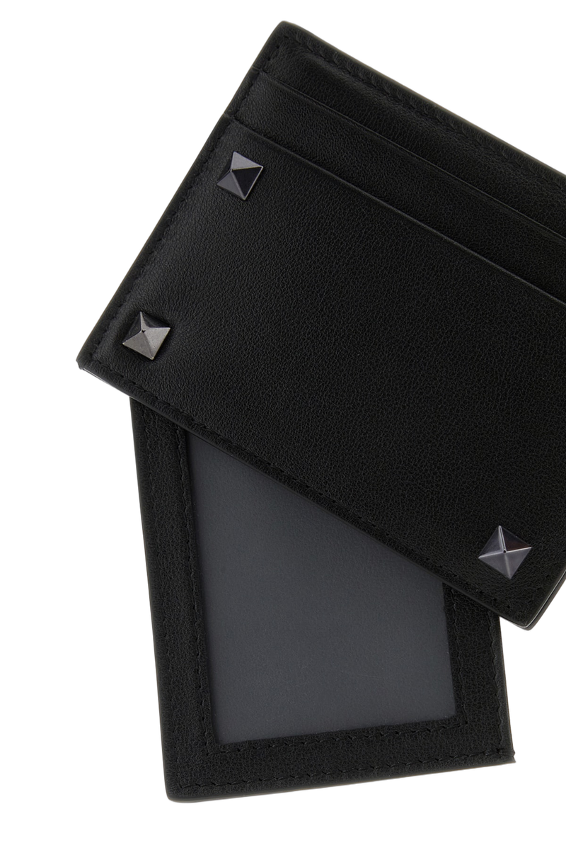 Valentino Garavani Pyramid Stud-Embellished Wallet — Black Leather