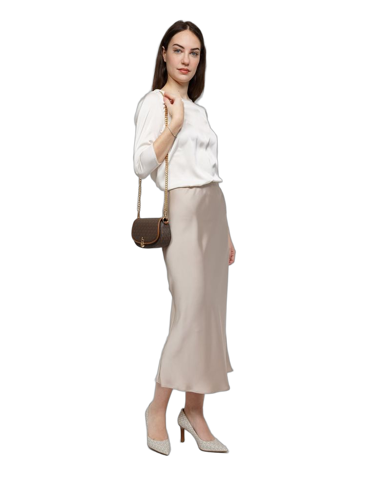 Michael Kors Mila Crossbody Bag — Brown Polyvinyl Chloride