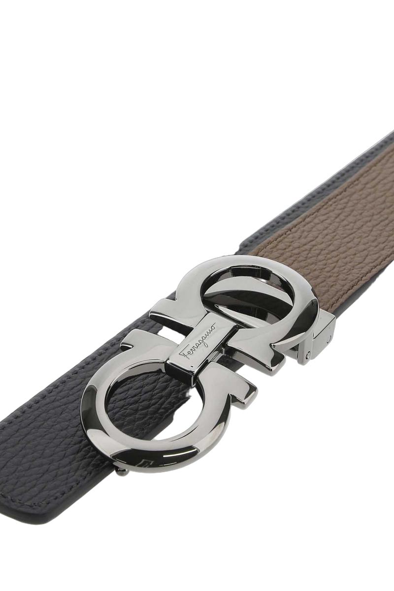 Ferragamo Leather Gancini Buckle Belt — Brown