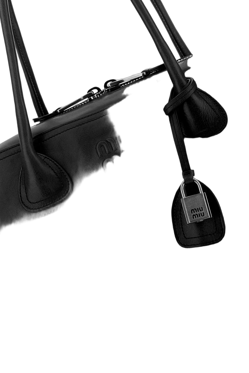 Miu Miu Vitello Leather Shoulder Bag — Black