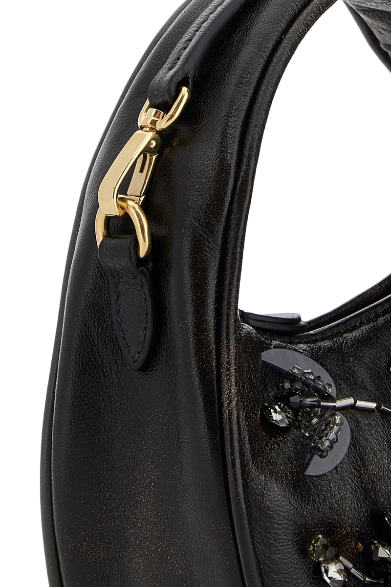Miu Miu Embellished Nappa Leather Shoulder Bag — Brown