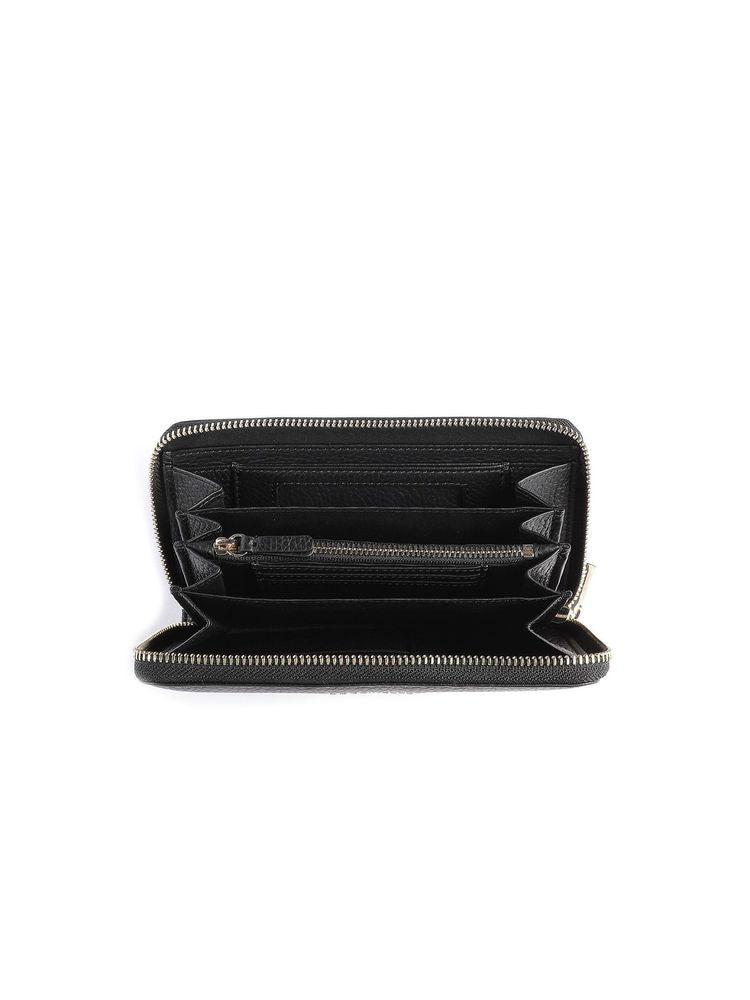 Coccinelle Grained Leather Wallet — Black Cowhide