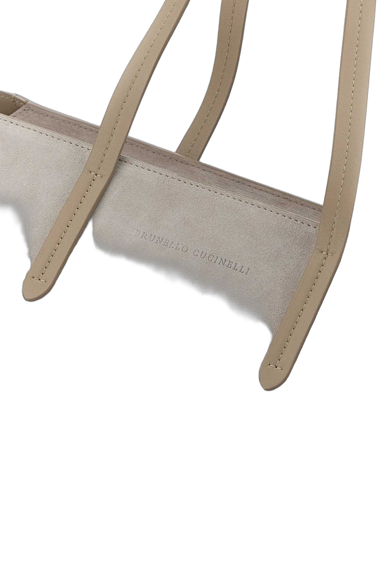 Brunello Cucinelli Suede Trapeze Tote Bag — Beige