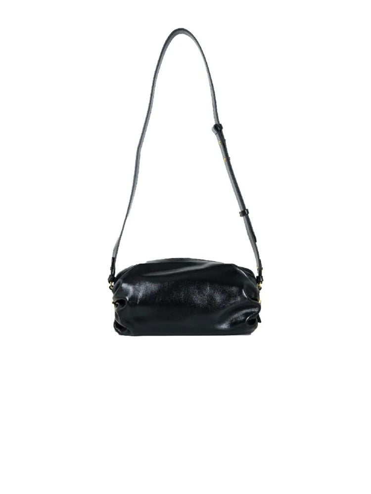Coccinelle Quilted Shiny Leather Shoulder Bag — Black Cowhide
