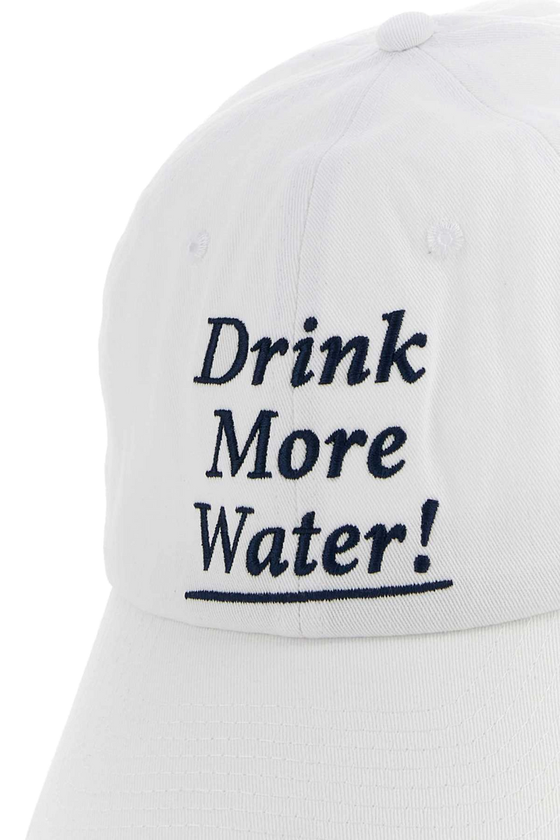 Sporty & Rich Drink Text-Embroidered Cotton Baseball Cap — White Exterior: Caps