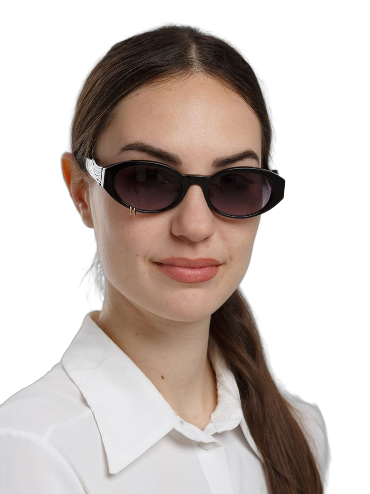 Zadig & Voltaire Szv502v Oval Acetate Sunglasses — Black