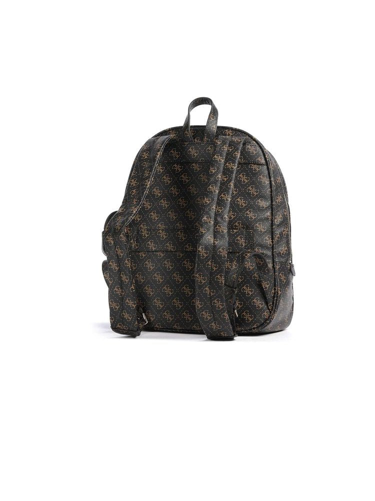 Guess Logo-Monogram Polyurethane Backpack — Brown