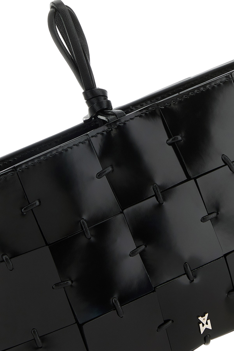 Amina Muaddi Mina Shoulder Bag — Black Leather