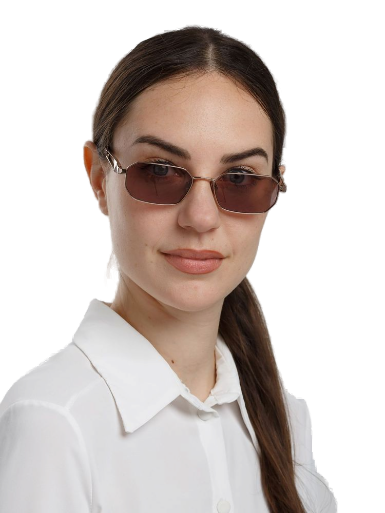 Hickmann Hi3248 Metal Rectangle Sunglasses — Rose Gold