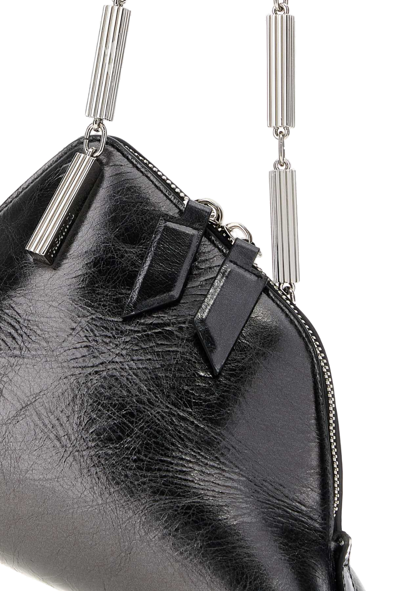 The Attico Textured Calf Leather Clutch — Gray