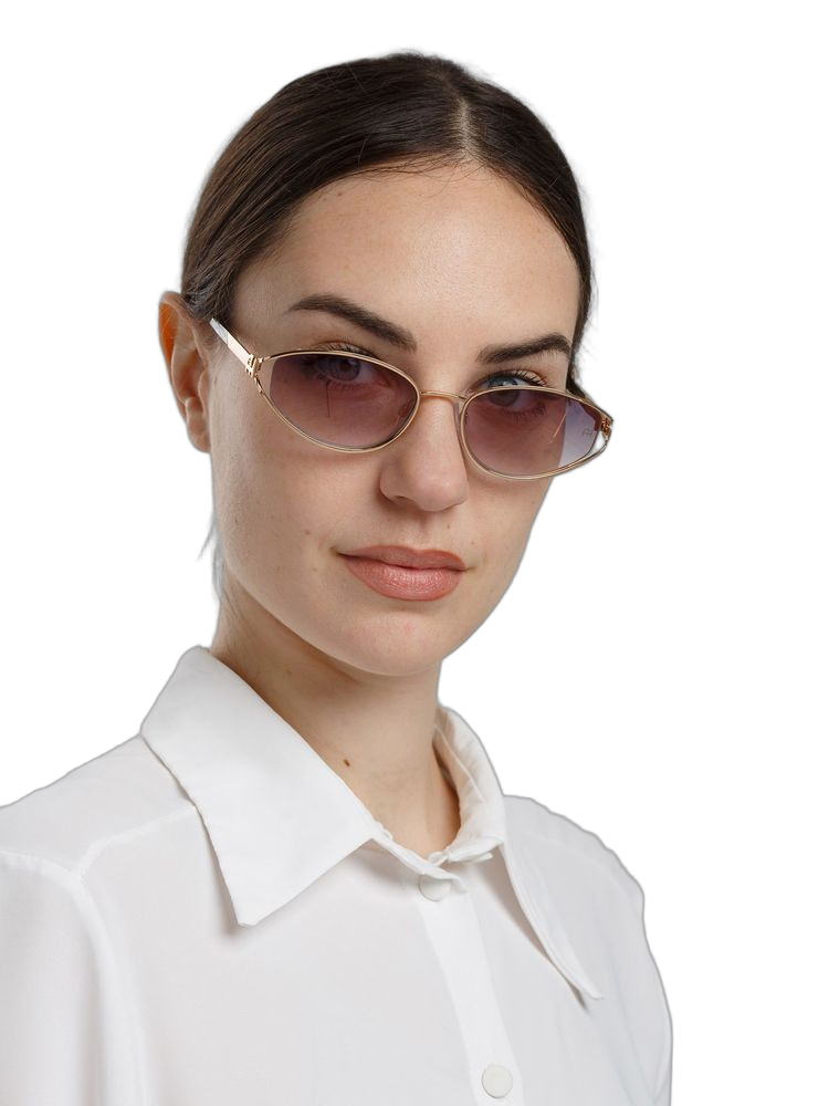 Ana Hickmann Ah3355 Gradient Pink Lens Sunglasses — Gold Metal