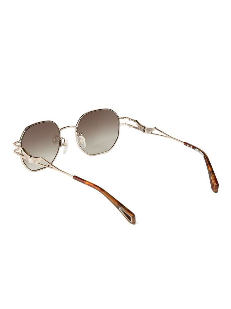 Zadig & Voltaire Szv463s Octagonal Metal Sunglasses — Gold