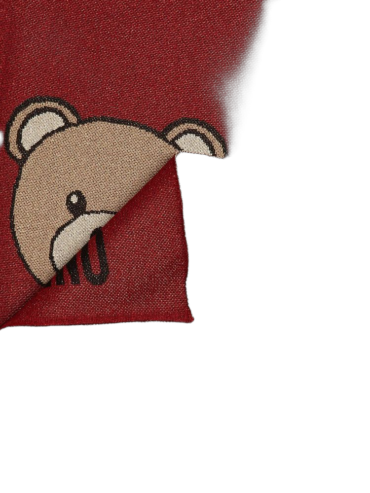 Moschino Embroidered Teddy Bear Scarf — Red Viscosa Scarfs