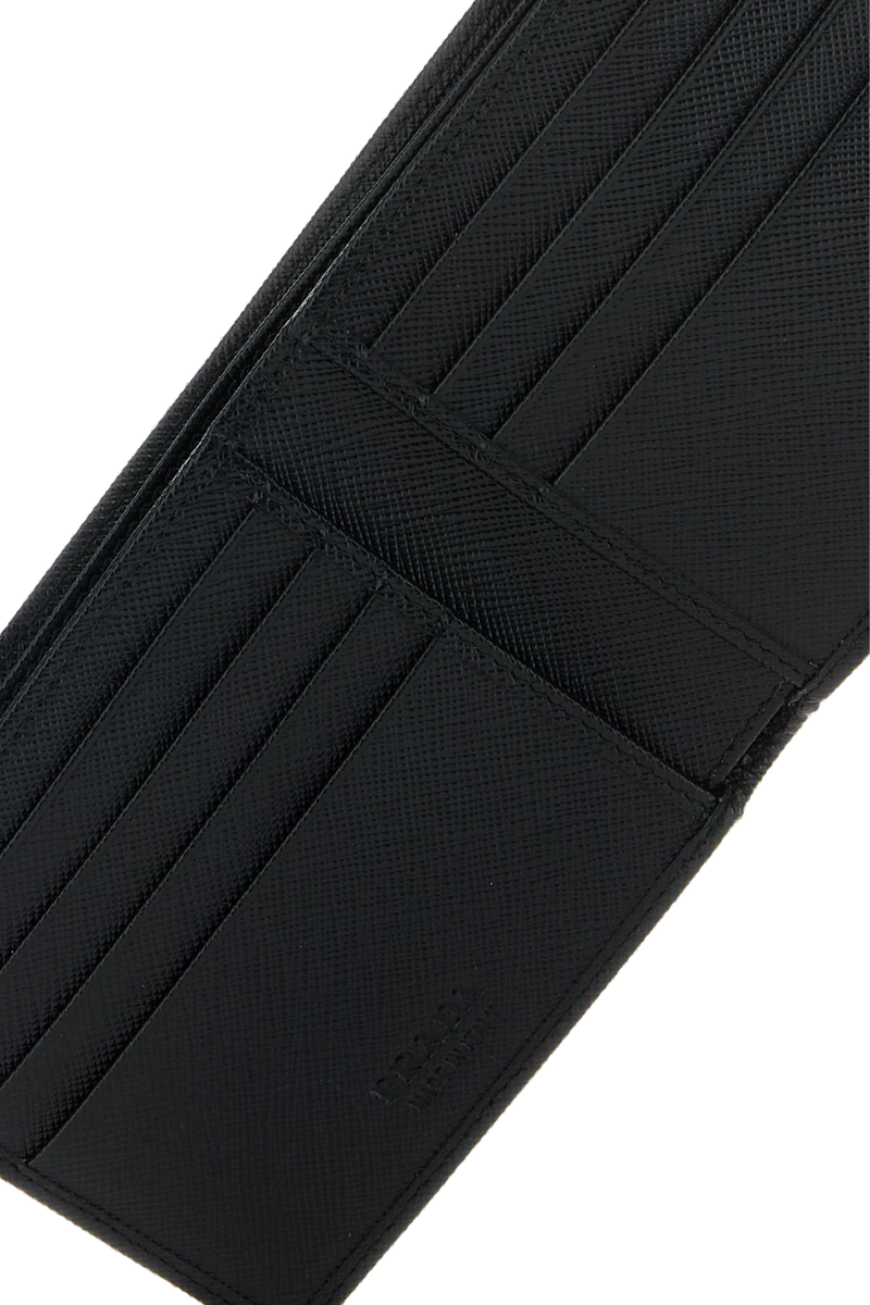 Prada Compact Bi-Fold Nylon And Leather Wallet — Black Poliammidericiclata-vitello