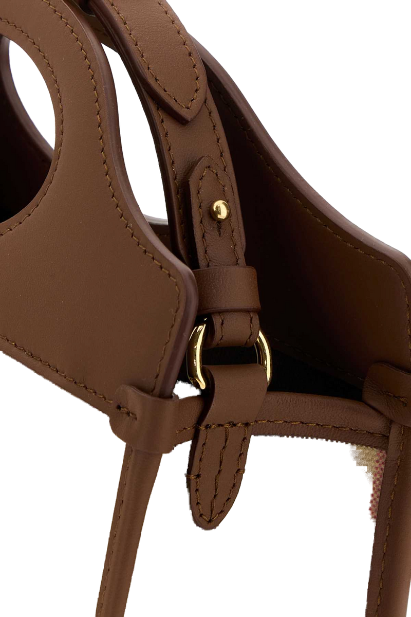 Burberry Check Canvas Top Handle Bag — Beige Cotton