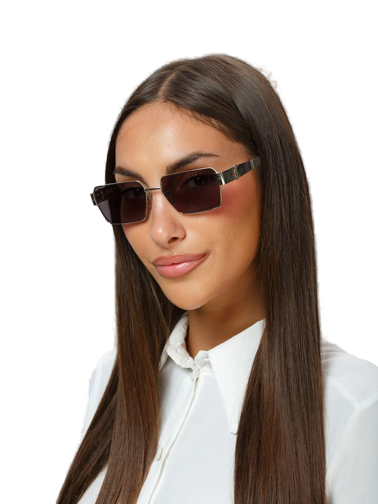 Just Cavalli Sjc153 Rectangular Metal Frame Sunglasses — Silver