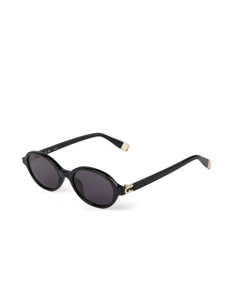 Furla Sfu972 Acetate Oval-Frame Sunglasses — Black