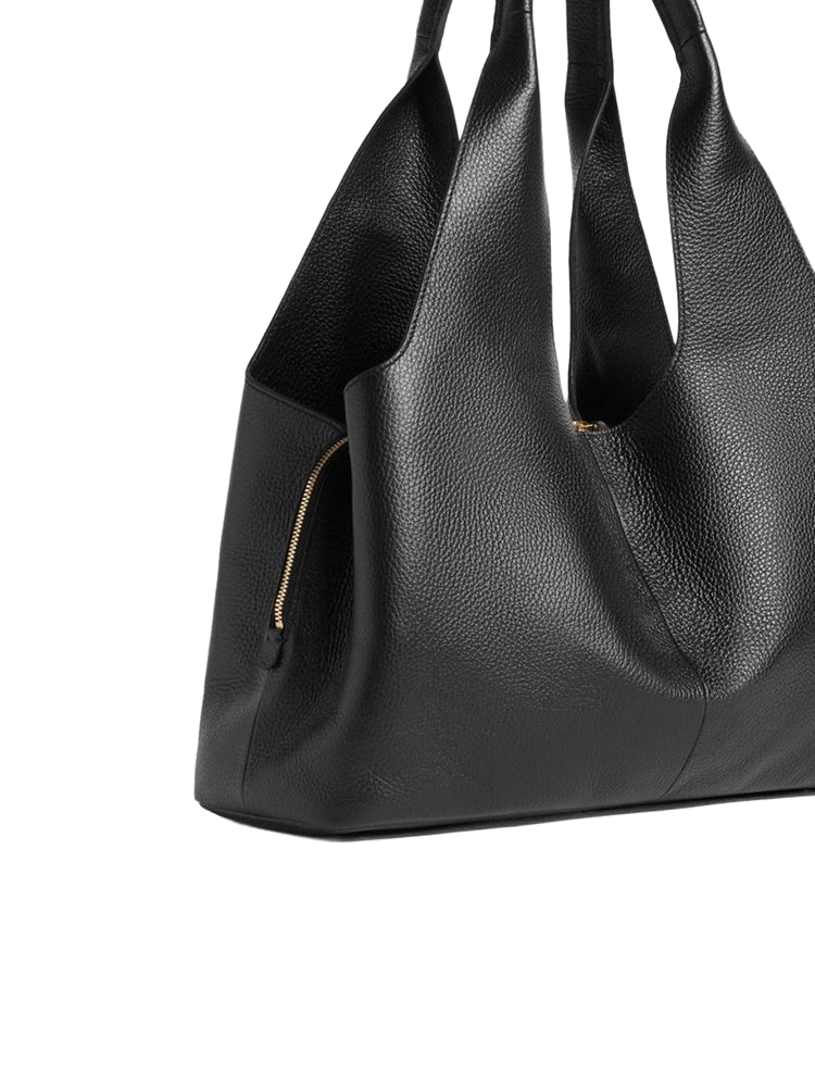 Coccinelle Pebbled Leather Shoulder Bag — Black Bovine
