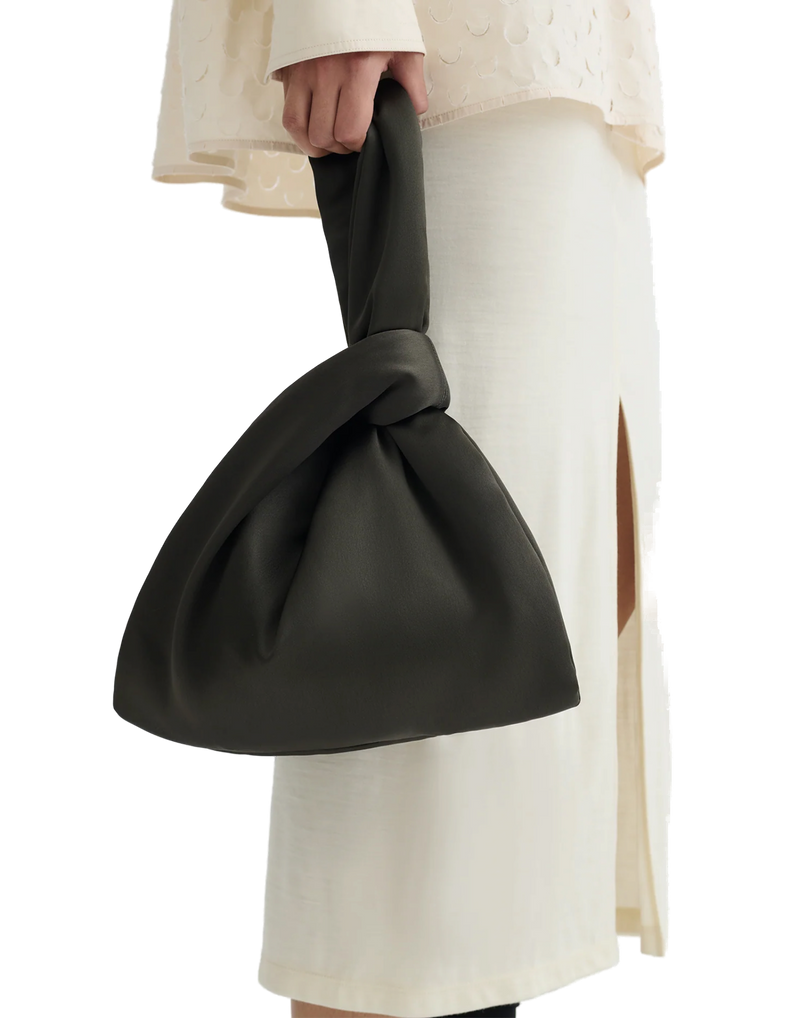 Nanushka Jen Slip Tote Bag — Green Satin Textile