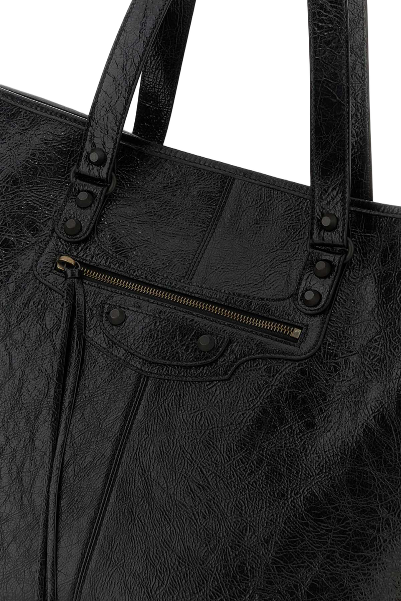 Balenciaga Textured Lamb Leather Tote Bag — Black