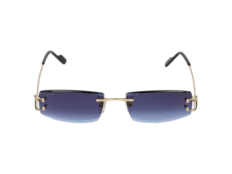 Cartier Ct0465s Rimless Gold-Metal Sunglasses — Blue