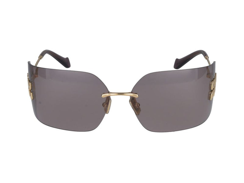 Miu Miu 0mu Logo-Embellished Metal Sunglasses — Gray