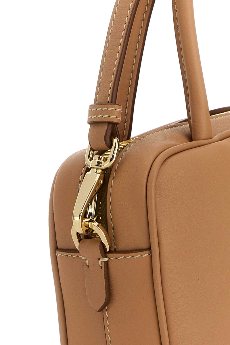 Prada Leather Top Handle Bag — Tan