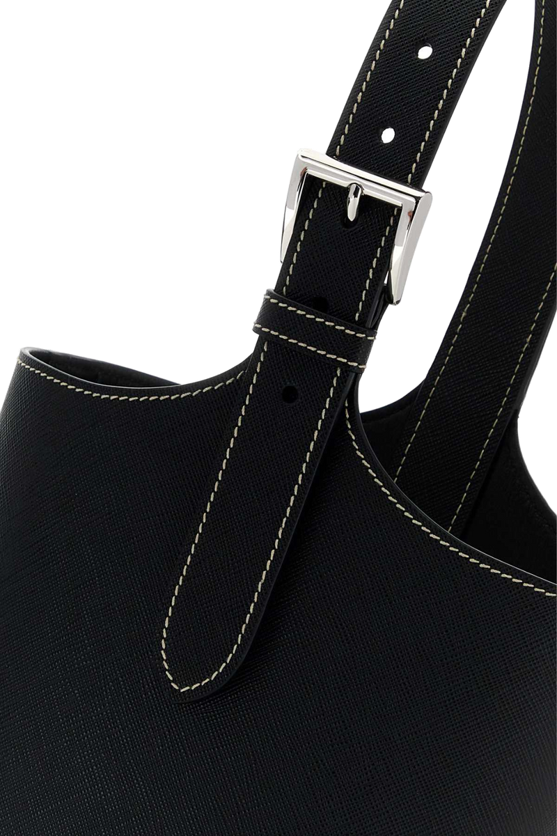 Prada Saffiano Leather Shoulder Bag — Black