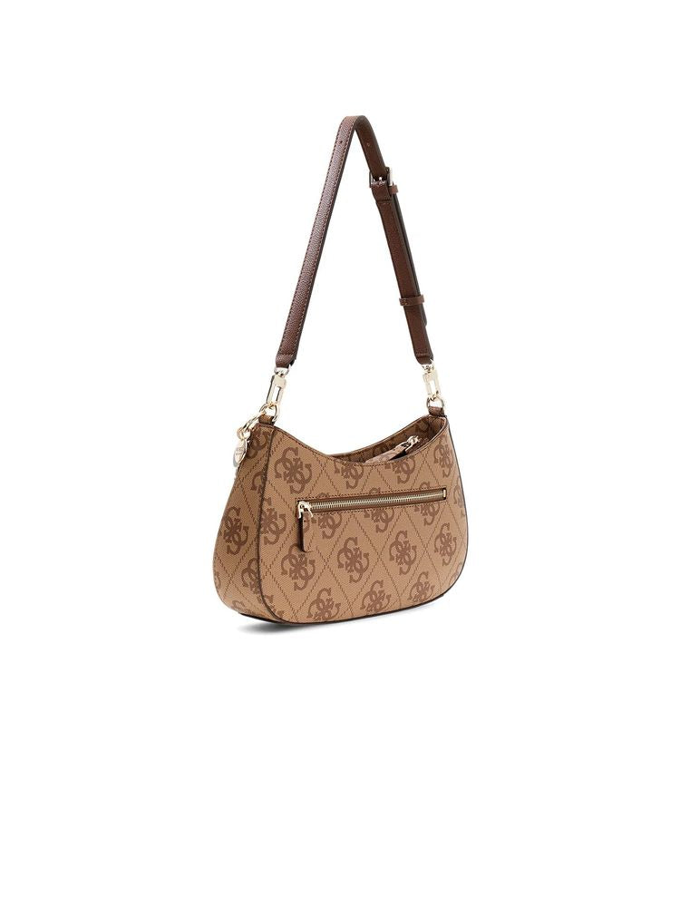 Guess Logo-Print Polyurethane Crossbody Bag — Beige
