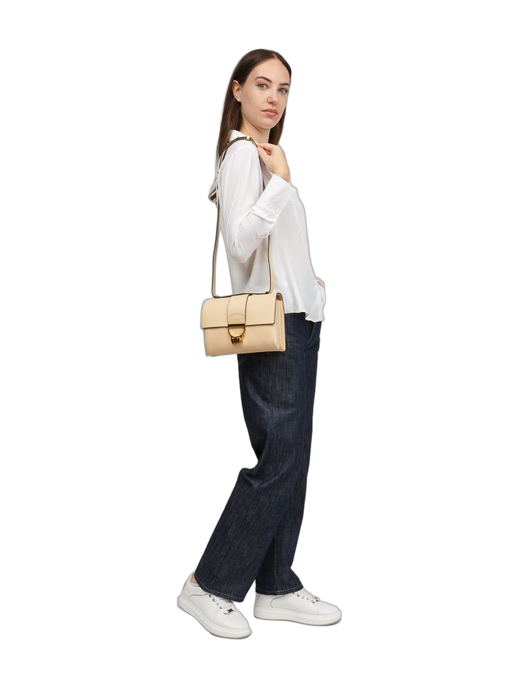 Coccinelle Arlettis Crossbody Bag — Beige Cowhide