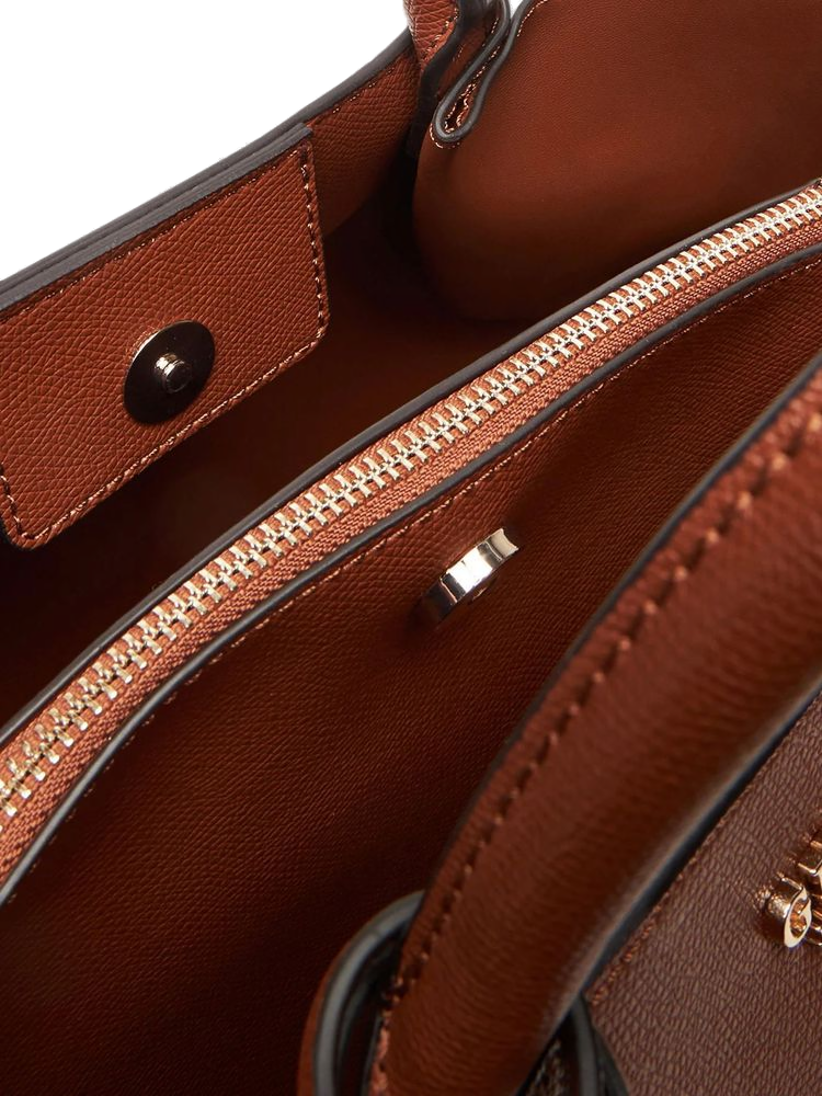 Guess Textured Polyurethane Shoulder Bag — Brown