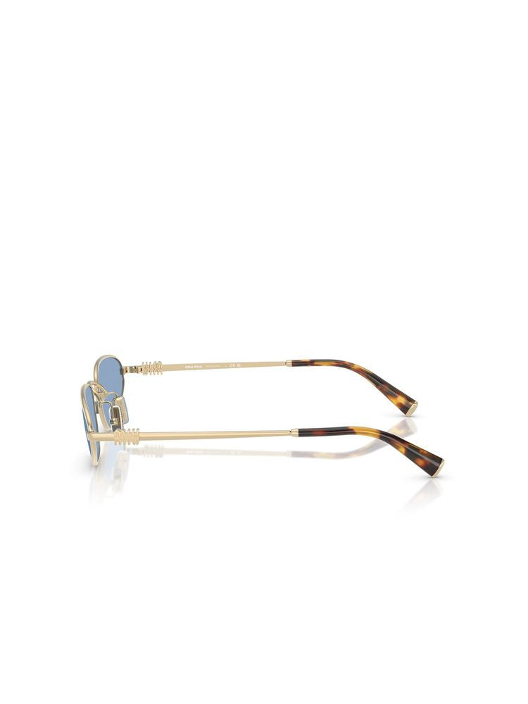 Miu Miu 0mu Metal Rectangle Frame Sunglasses — Gold