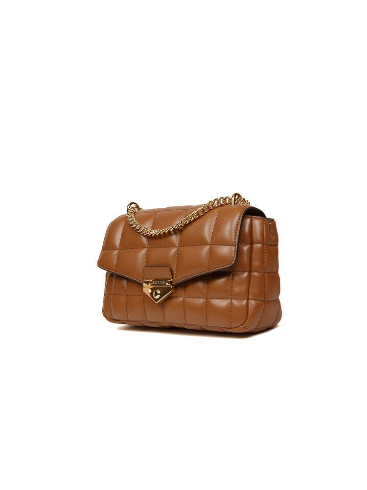 Michael Kors Quilted Pvc Chain-Link Shoulder Bag — Brown Polyvinyl Chloride