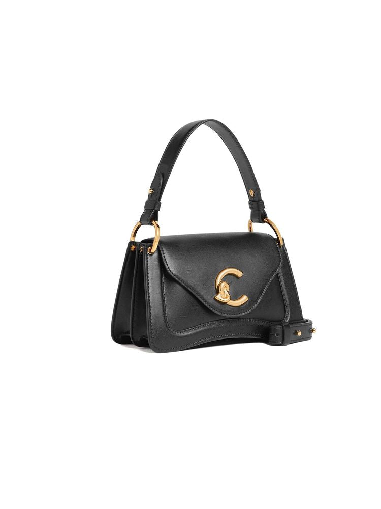Coccinelle C-Me Top Handle Bag — Black Calf Split