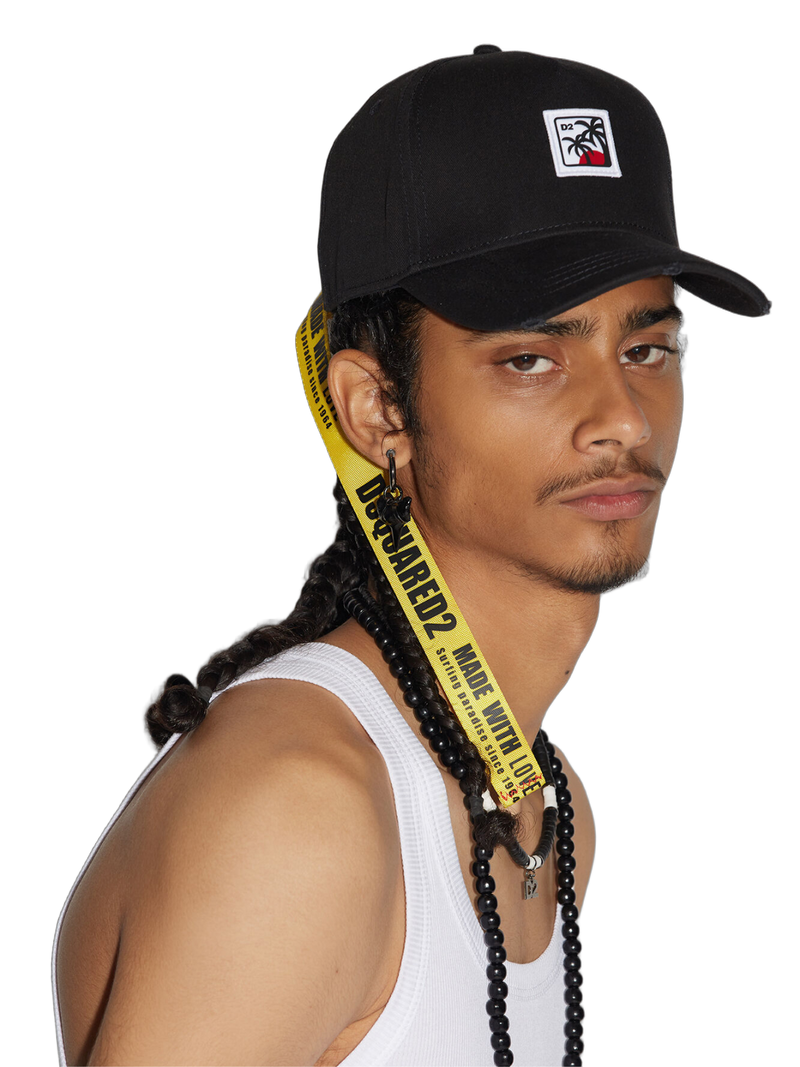 Dsquared2 Bcm064205c000012124 Logo-Strap Baseball Cap — Black Cotton Caps