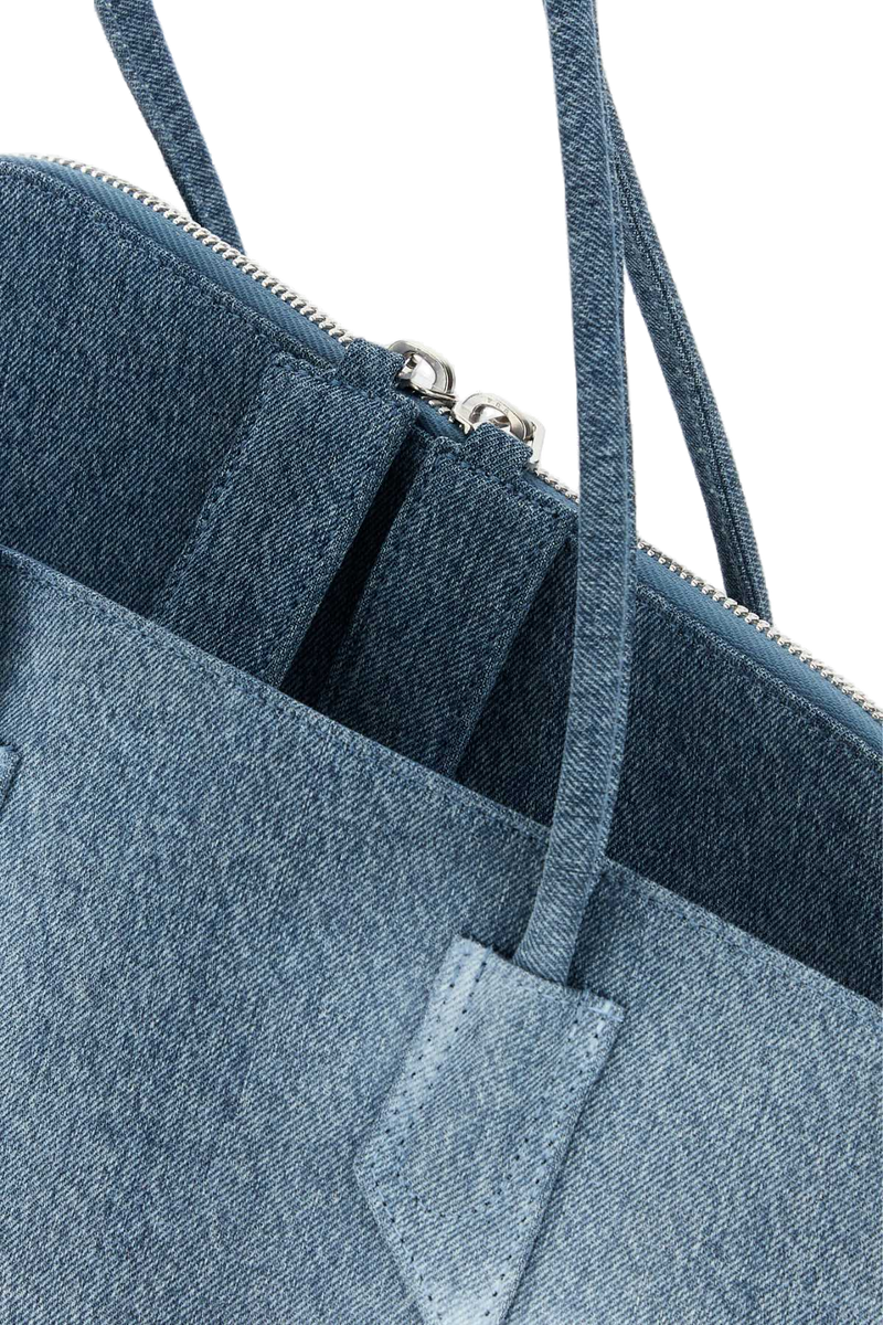 The Attico Denim-Washed Fabric Tote Bag — Blue