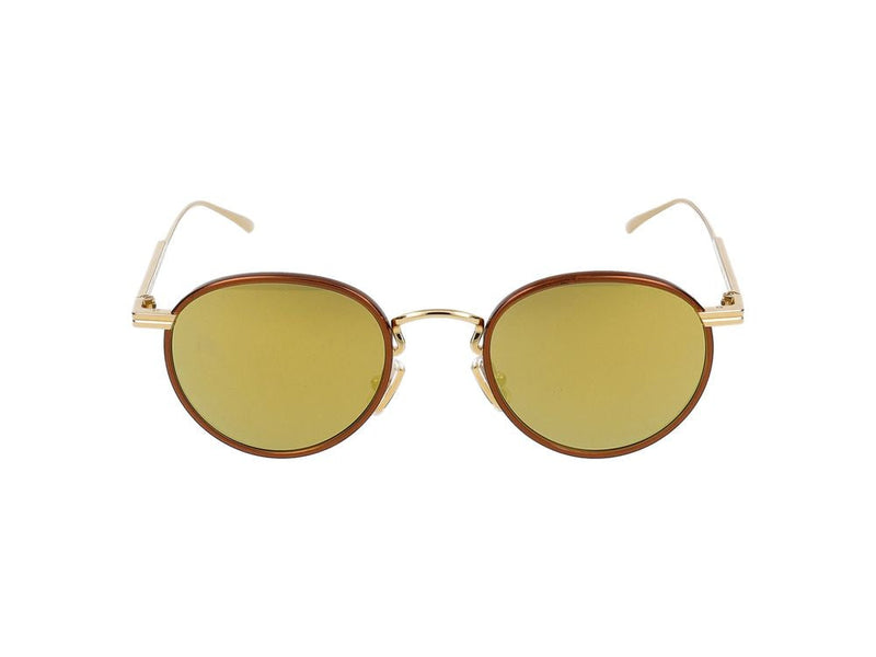Bottega Veneta Bv1389s Round Metal Frame Sunglasses — Gold