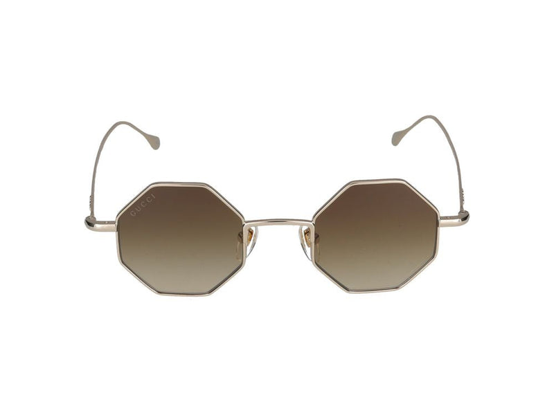Gucci Gg1814s Octagonal Metal Frame Sunglasses — Gold