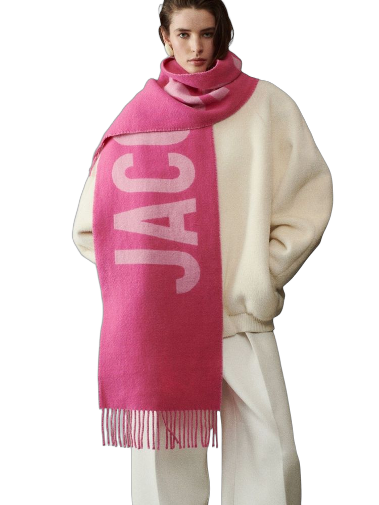 Jacquemus Logo Wool Scarf — Pink Scarfs