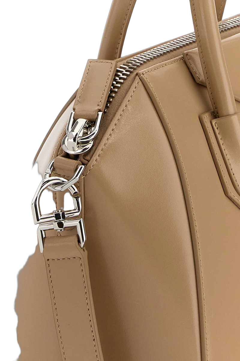 Givenchy Structured Calf Leather Top Handle Bag — Beige