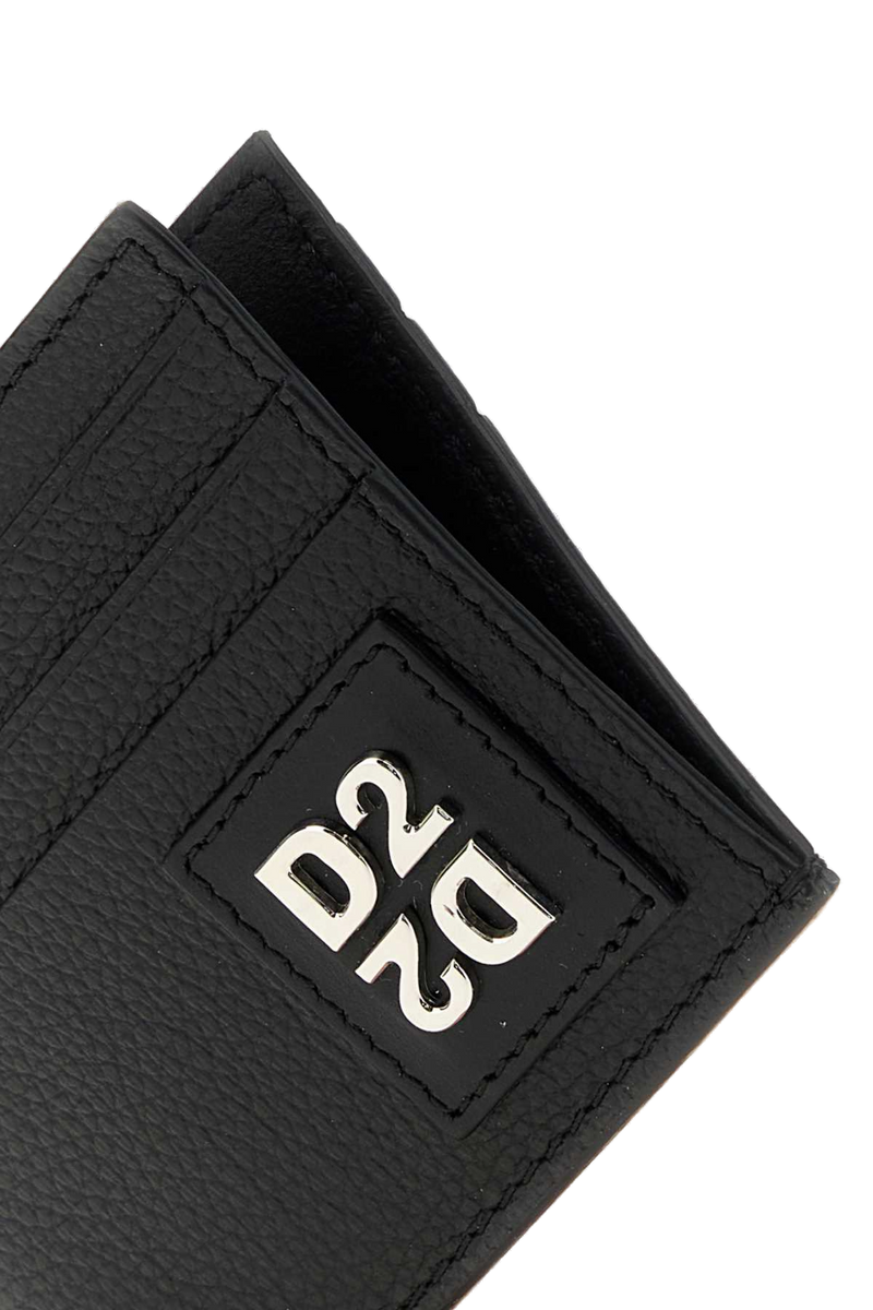 Dsquared2 Pebbled Leather Card Case — Black Cases